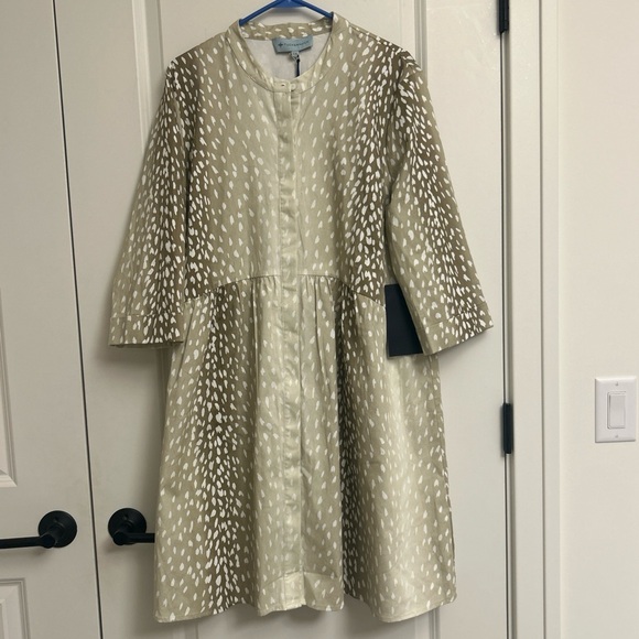 NWT Tuckernuck size XXL 2XL ROYAL SHIRT DRESS Antelope Fawn Print Stretch Poplin - Picture 1 of 9